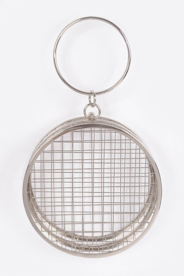 Round Wire-Frame Clutch - Metal Evening Bag