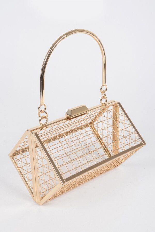 Metal Wire Cube Clutch – Geometric Wireframe