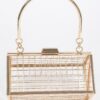 Metal Wire Cube Clutch - Geometric Wireframe