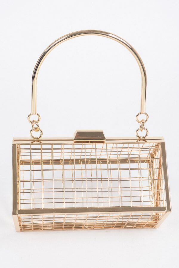 Metal Wire Cube Clutch - Geometric Wireframe