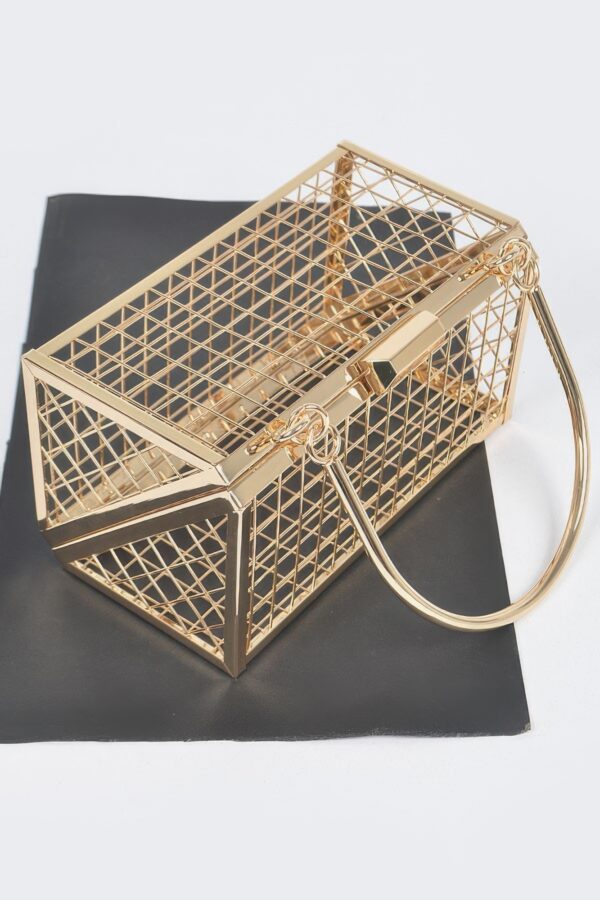 Metal Wire Cube Clutch - Geometric Wireframe