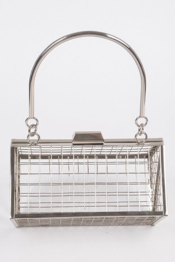 Metal Wire Cube Clutch - Geometric Wireframe