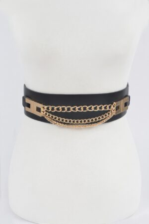 Layered Chain Elastic Waist Belt – 2.5 inches
