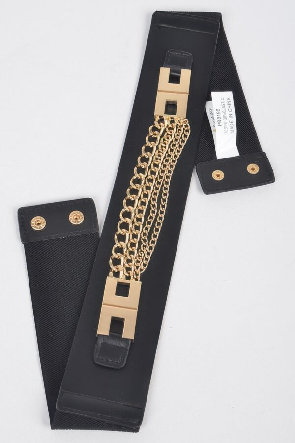 Layered Chain Elastic Waist Belt - 2.5 inches