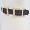Double Faux Pearl Buckle Waist Belt - 1.75 in