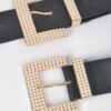 Double Faux Pearl Buckle Waist Belt - 1.75 in
