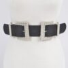 Double Faux Pearl Buckle Waist Belt - 1.75 in