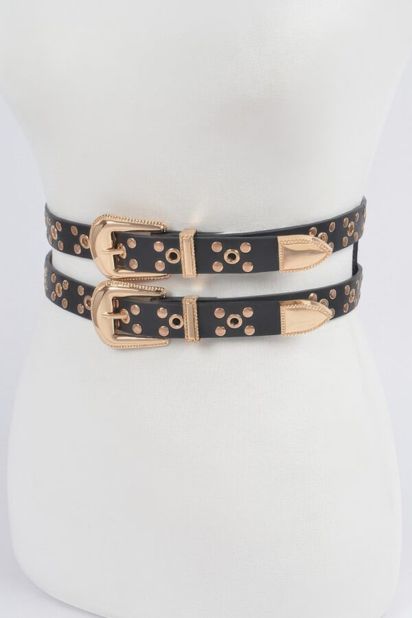 Two-in-One Studded Waist Belt – Layered Accent