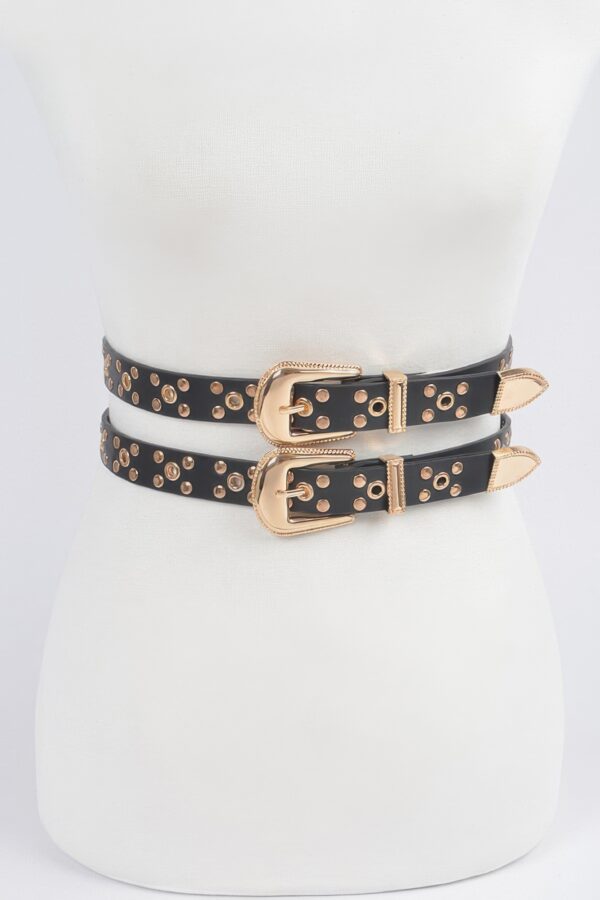 Two-in-One Studded Waist Belt - Layered Accent