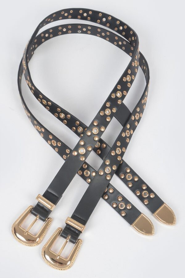 Two-in-One Studded Waist Belt - Layered Accent