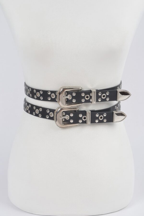 Two-in-One Studded Waist Belt - Layered Accent