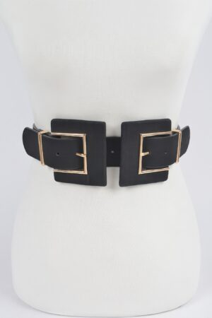 Two-Buckle Faux Suede Belt – Soft Textured Detail