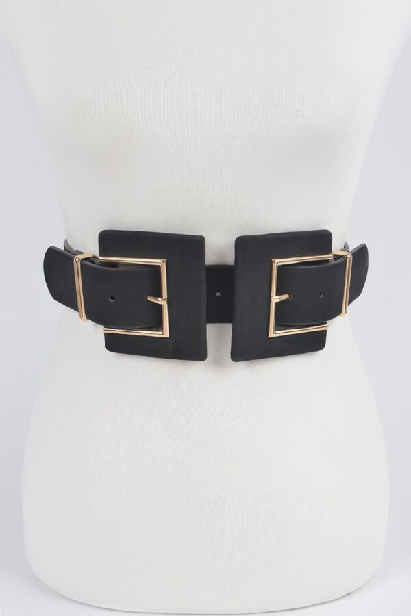 Two-Buckle Faux Suede Belt – Soft Textured Detail