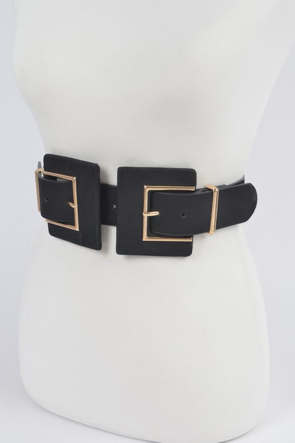 Two-Buckle Faux Suede Belt - Soft Textured Detail