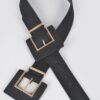 Two-Buckle Faux Suede Belt - Soft Textured Detail