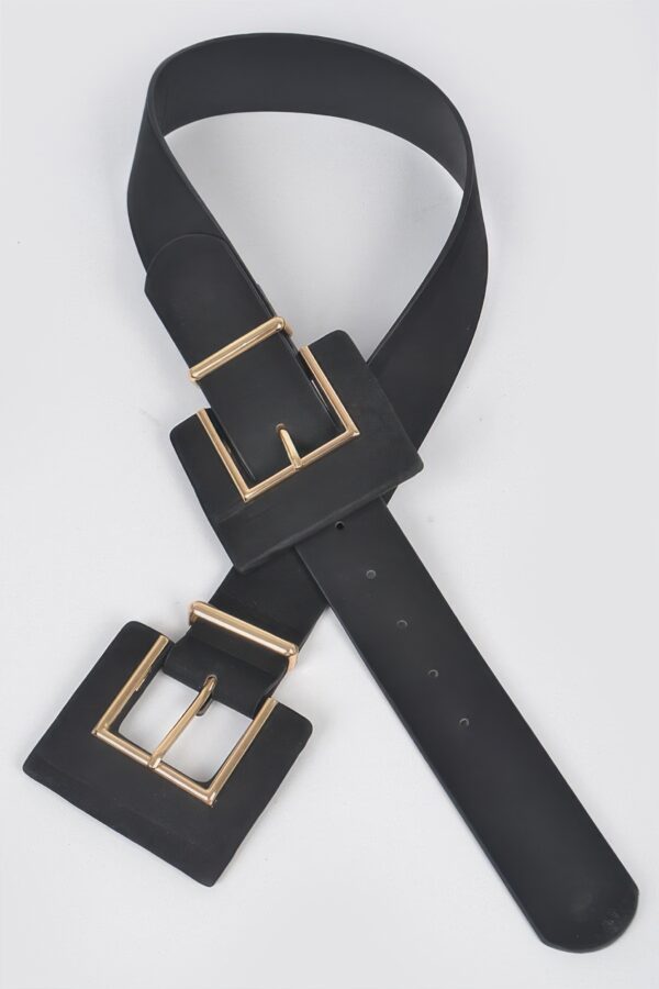 Two-Buckle Faux Suede Belt - Soft Textured Detail