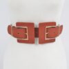 Two-Buckle Faux Suede Belt - Soft Textured Detail
