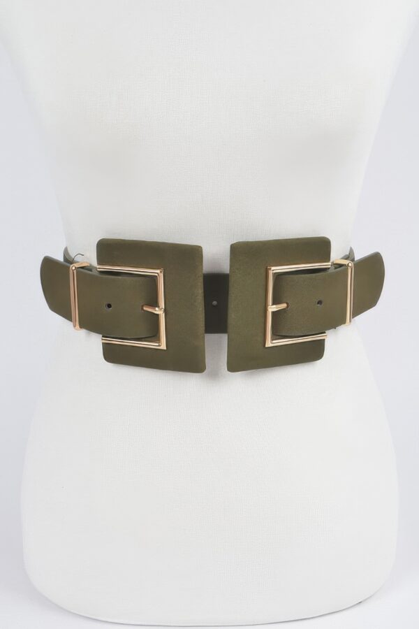 Two-Buckle Faux Suede Belt - Soft Textured Detail