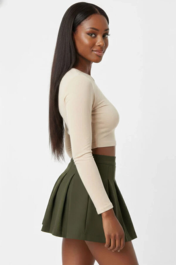 High-Waist Pleated Mini Skirt - Structured Pleats