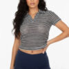 Pineapple Knit Striped Polo Crop Top