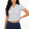 Pineapple Knit Striped Polo Crop Top