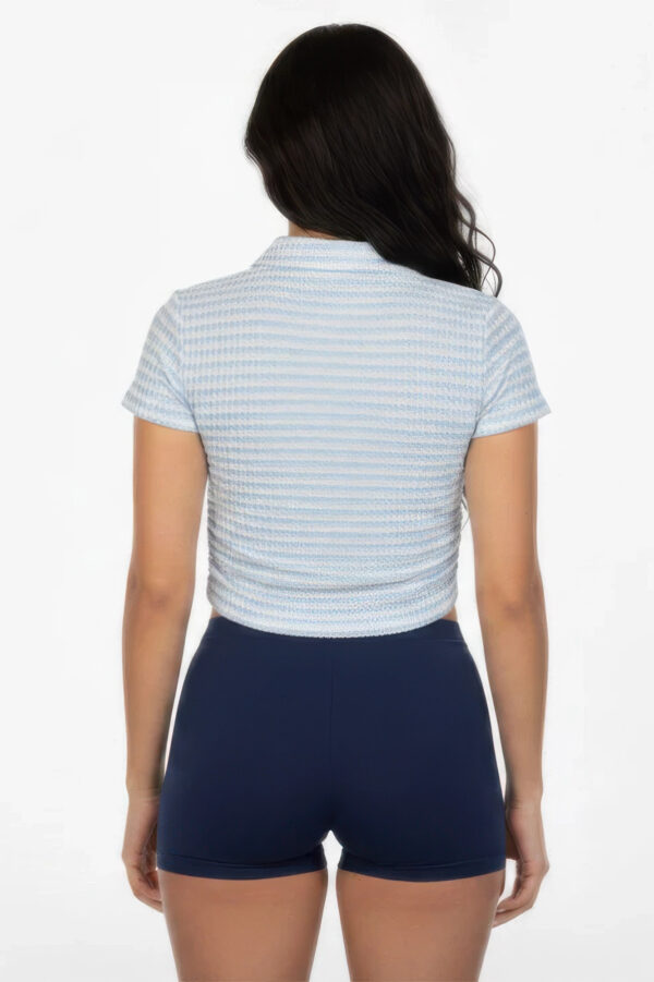 Pineapple Knit Striped Polo Crop Top