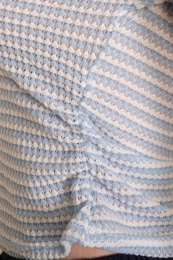 Pineapple Knit Striped Polo Crop Top