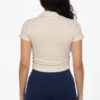 Pineapple Knit Striped Polo Crop Top