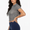Pineapple Knit Striped Polo Crop Top