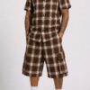 Men's Checkered Shirt and Cargo Shorts Set
