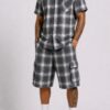 Men's Checkered Shirt and Cargo Shorts Set