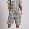 Men's Checkered Shirt and Cargo Shorts Set
