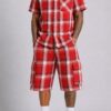 Men's Checkered Shirt and Cargo Shorts Set