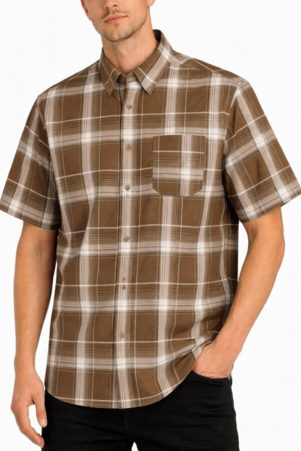 Checkered Button-Down Short Sleeve Shirt - Oldschool Pattern