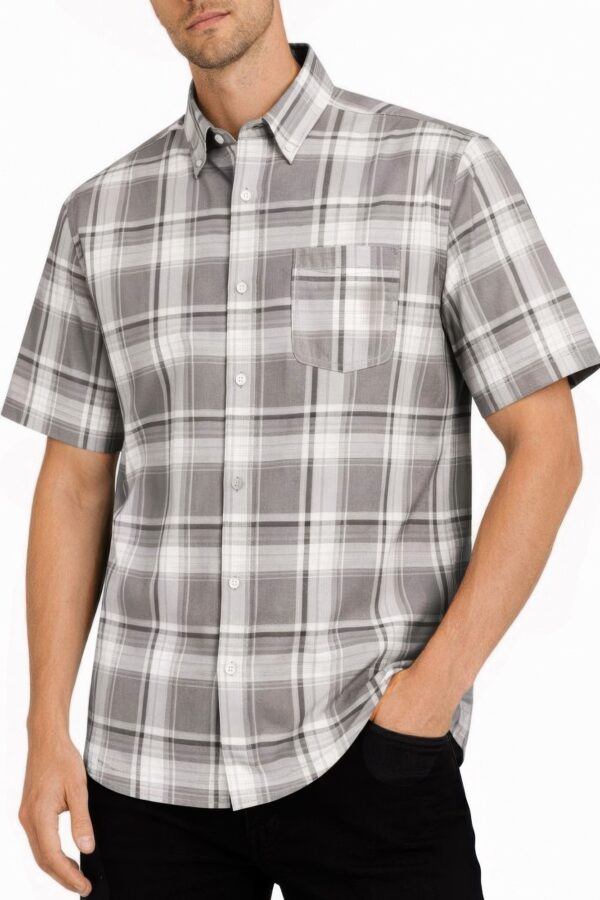 Checkered Button-Down Short Sleeve Shirt - Oldschool Pattern