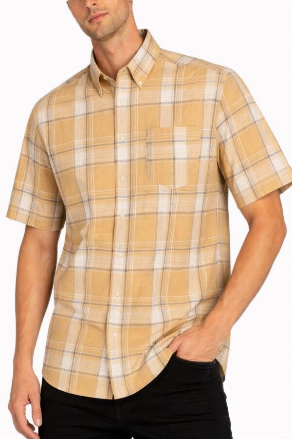 Checkered Button-Down Short Sleeve Shirt - Oldschool Pattern