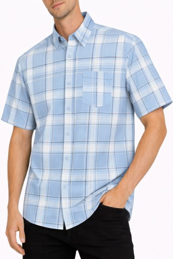 Checkered Button-Down Short Sleeve Shirt - Oldschool Pattern