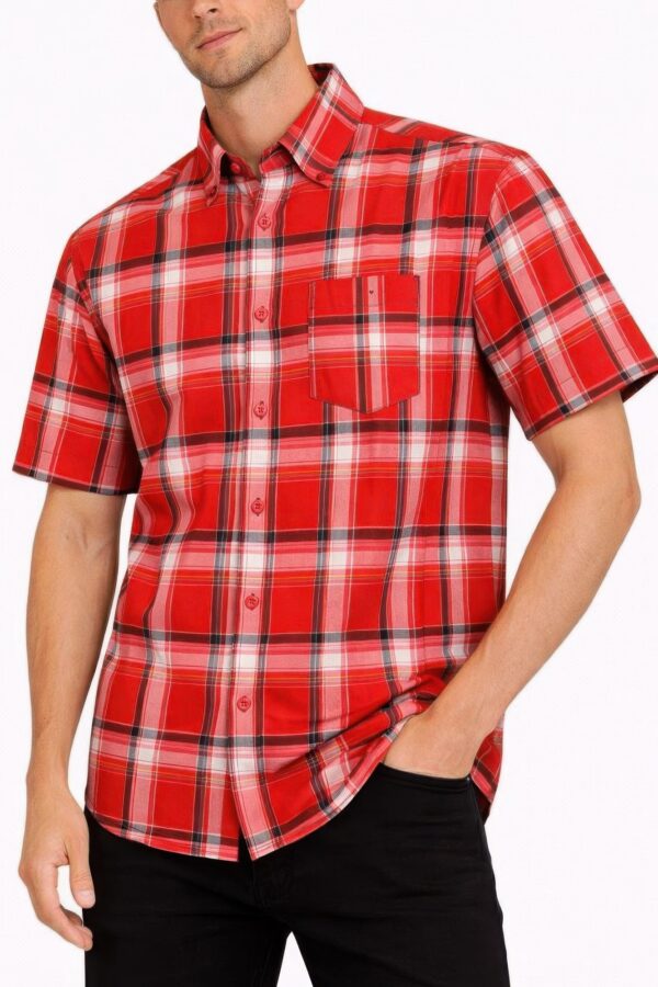Checkered Button-Down Short Sleeve Shirt - Oldschool Pattern