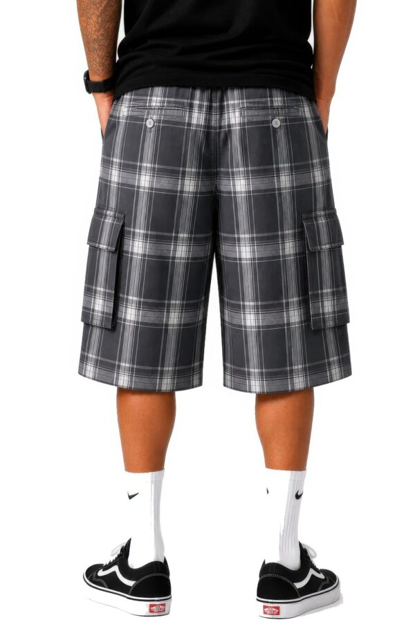 Men's Checkered Baggy Cargo Shorts - Drawstring Waist