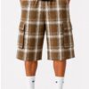 Men's Checkered Baggy Cargo Shorts - Drawstring Waist