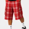 Men's Checkered Baggy Cargo Shorts - Drawstring Waist