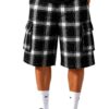 Men's Checkered Baggy Cargo Shorts - Drawstring Waist
