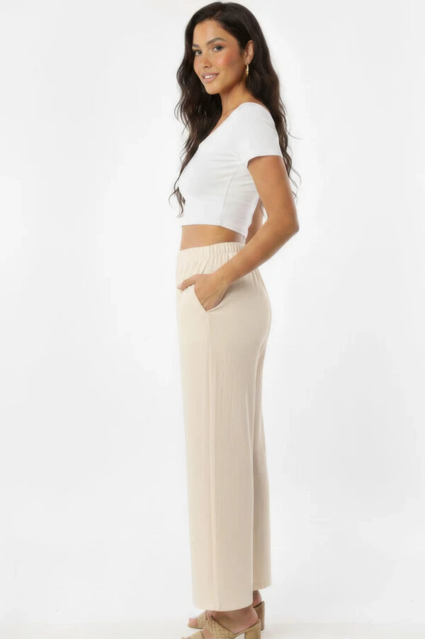 100% Cotton Relaxed Wide-Leg Pants with Side Pockets