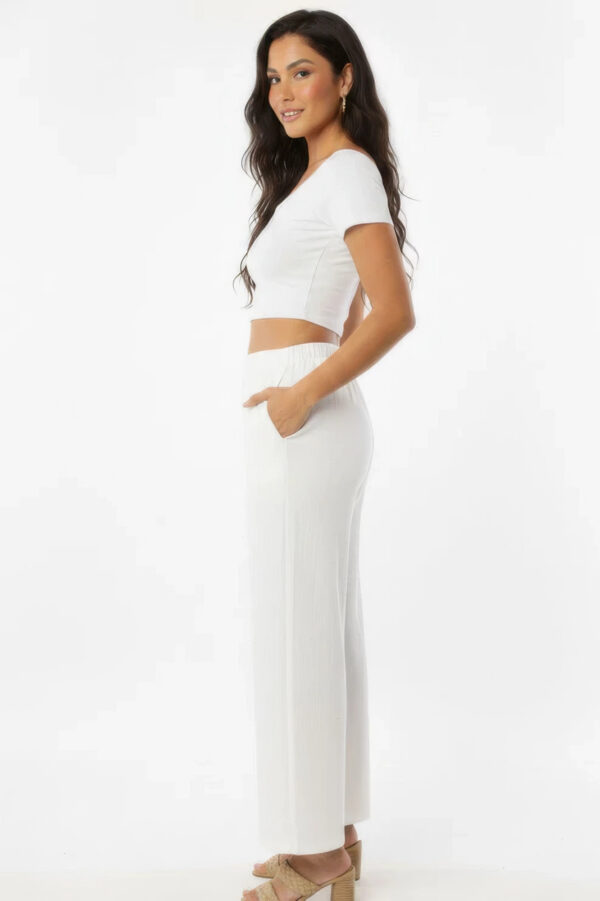 100% Cotton Relaxed Wide-Leg Pants with Side Pockets