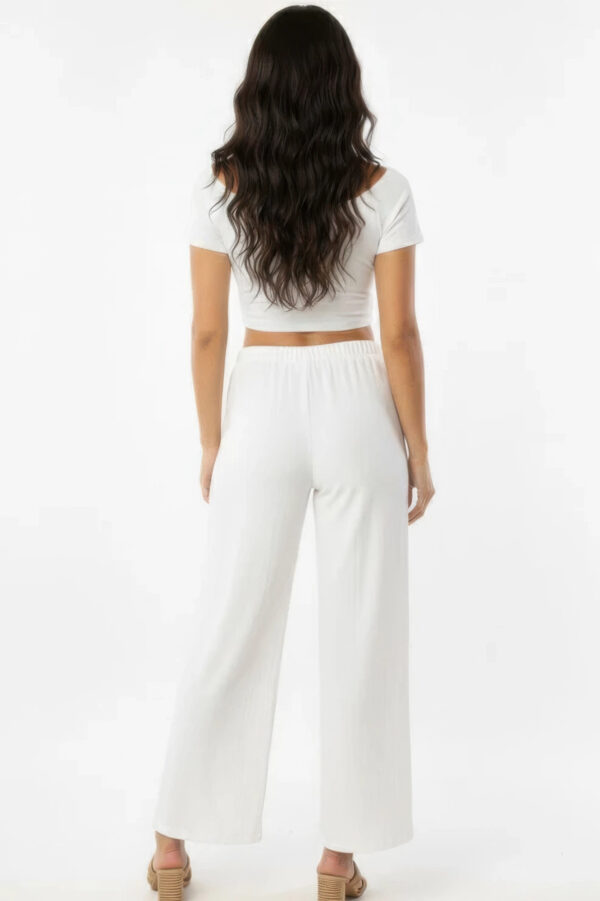100% Cotton Relaxed Wide-Leg Pants with Side Pockets