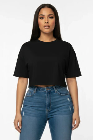 Round-Neck Short Sleeve Crop Top – Minimal Basic