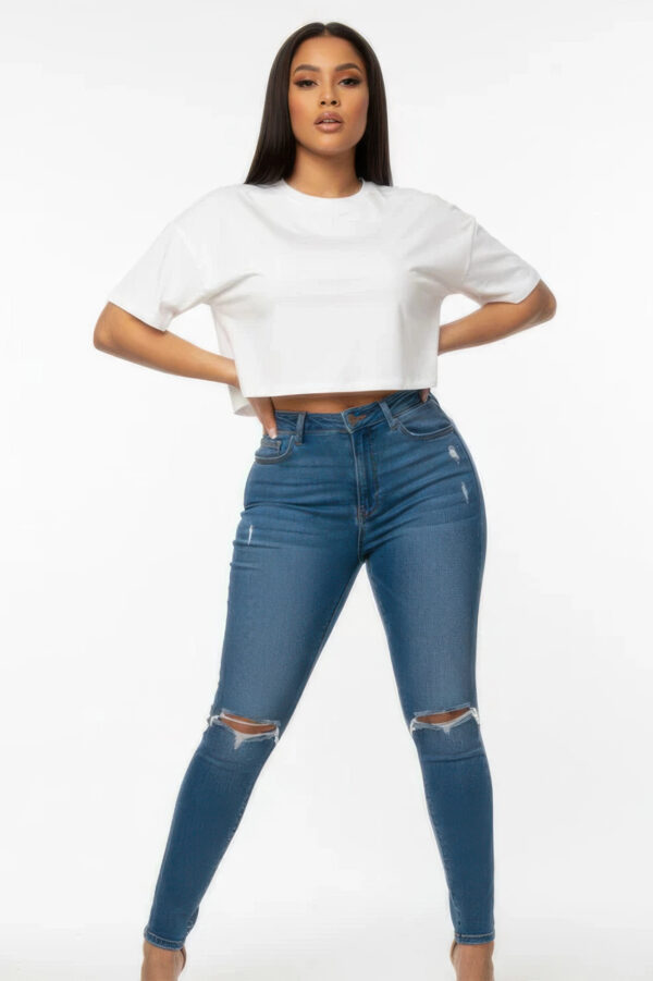 Round-Neck Short Sleeve Crop Top - Minimal Basic