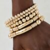 Polished Multi-Bead Tube Bracelet - Five-Strand Metallic