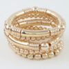 Polished Multi-Bead Tube Bracelet - Five-Strand Metallic