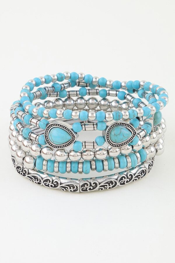 Antique Teardrop Beaded Bracelet – Five-Strand Southwestern